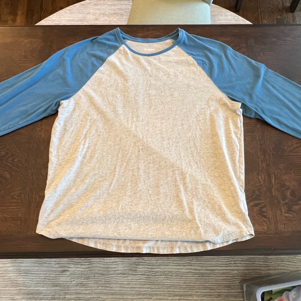 Blue and Gray Men's Raglan Shirt - Picture 2 of 4